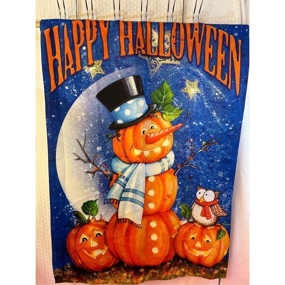 Ellie Record Halloween Snowman Flag Double Sized‎ 27x39"